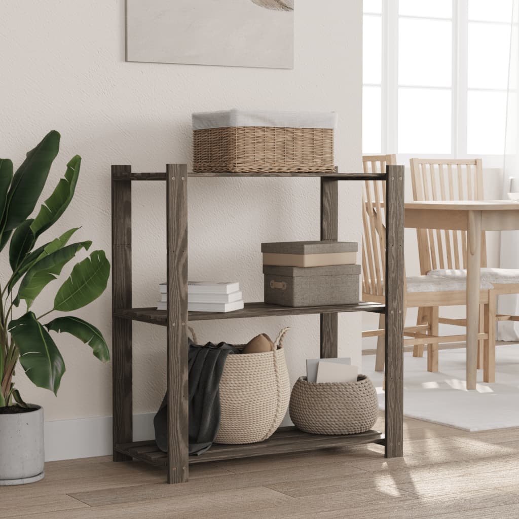opbevaringsreol 3 hylder 80x38x90 cm massivt fyrretræ grå