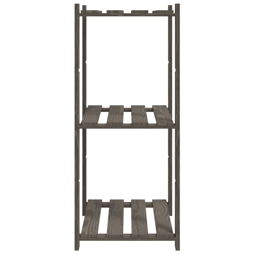 opbevaringsreol 3 hylder 60x38x90 cm massivt fyrretræ grå