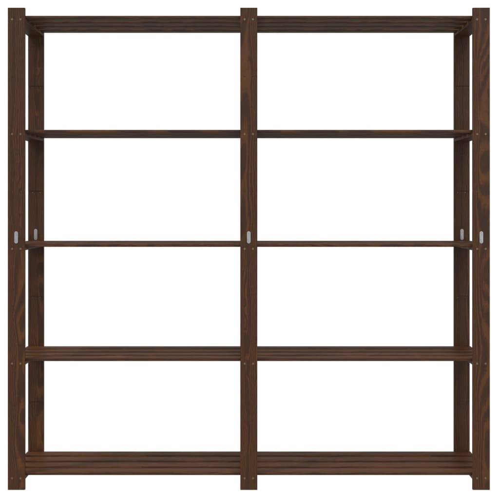 opbevaringsreol 5 hylder 170x38x170 cm massivt fyrretræ brun