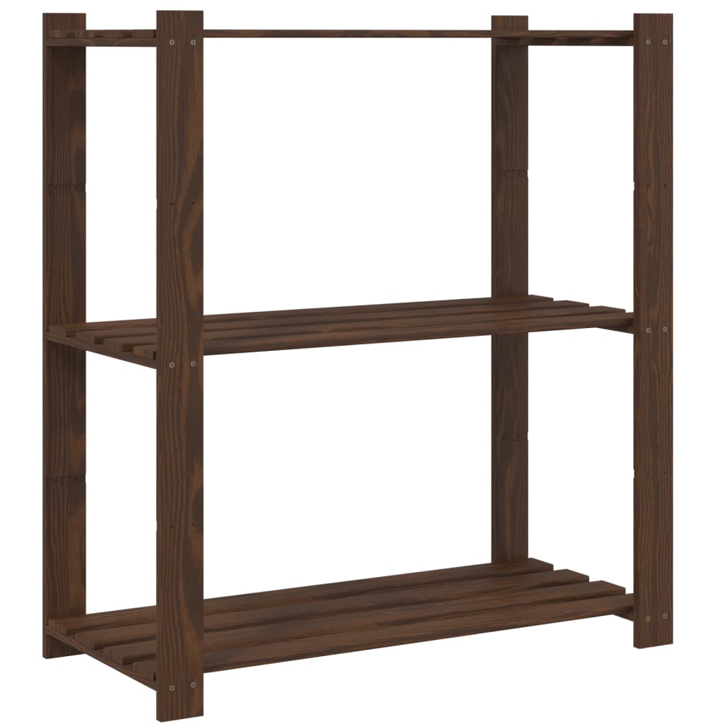 opbevaringsreol 3 hylder 80x38x90 cm massivt fyrretræ brun