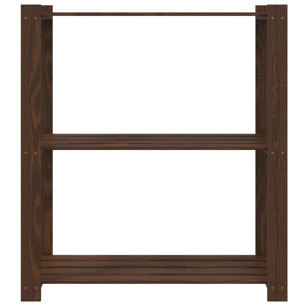 opbevaringsreol 3 hylder 80x38x90 cm massivt fyrretræ brun