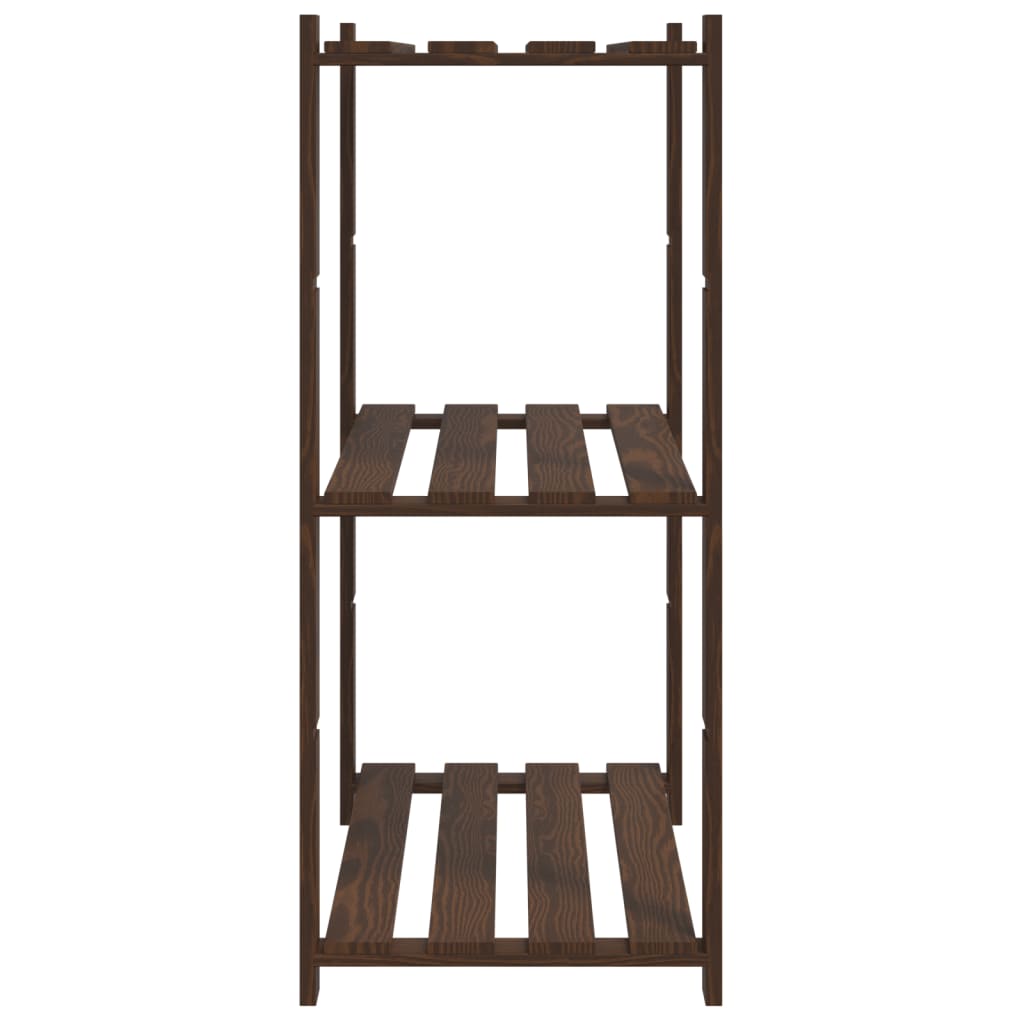 opbevaringsreol 3 hylder 80x38x90 cm massivt fyrretræ brun