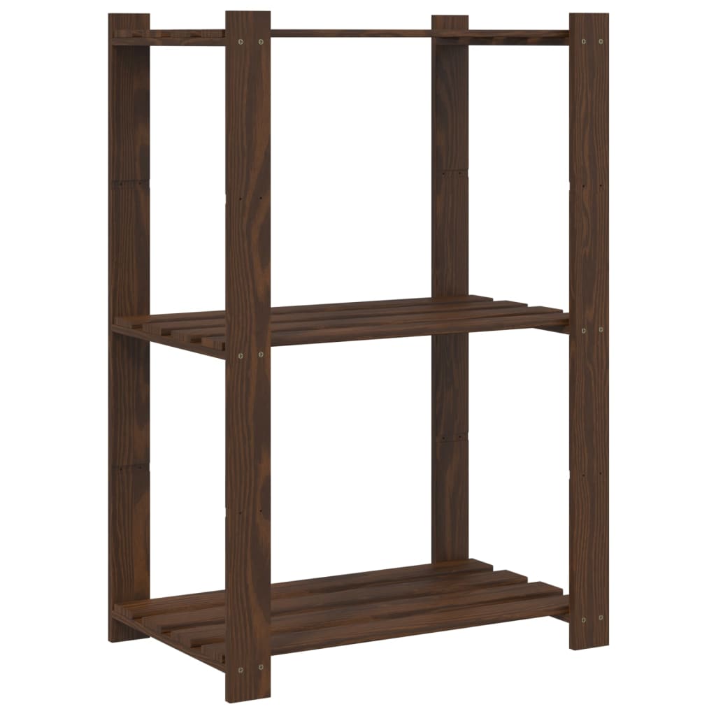 opbevaringsreol 3 hylder 60x38x90 cm massivt fyrretræ brun