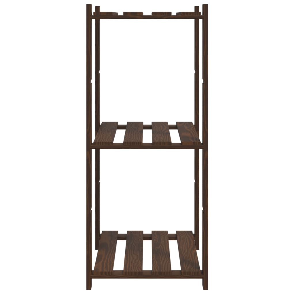 opbevaringsreol 3 hylder 60x38x90 cm massivt fyrretræ brun