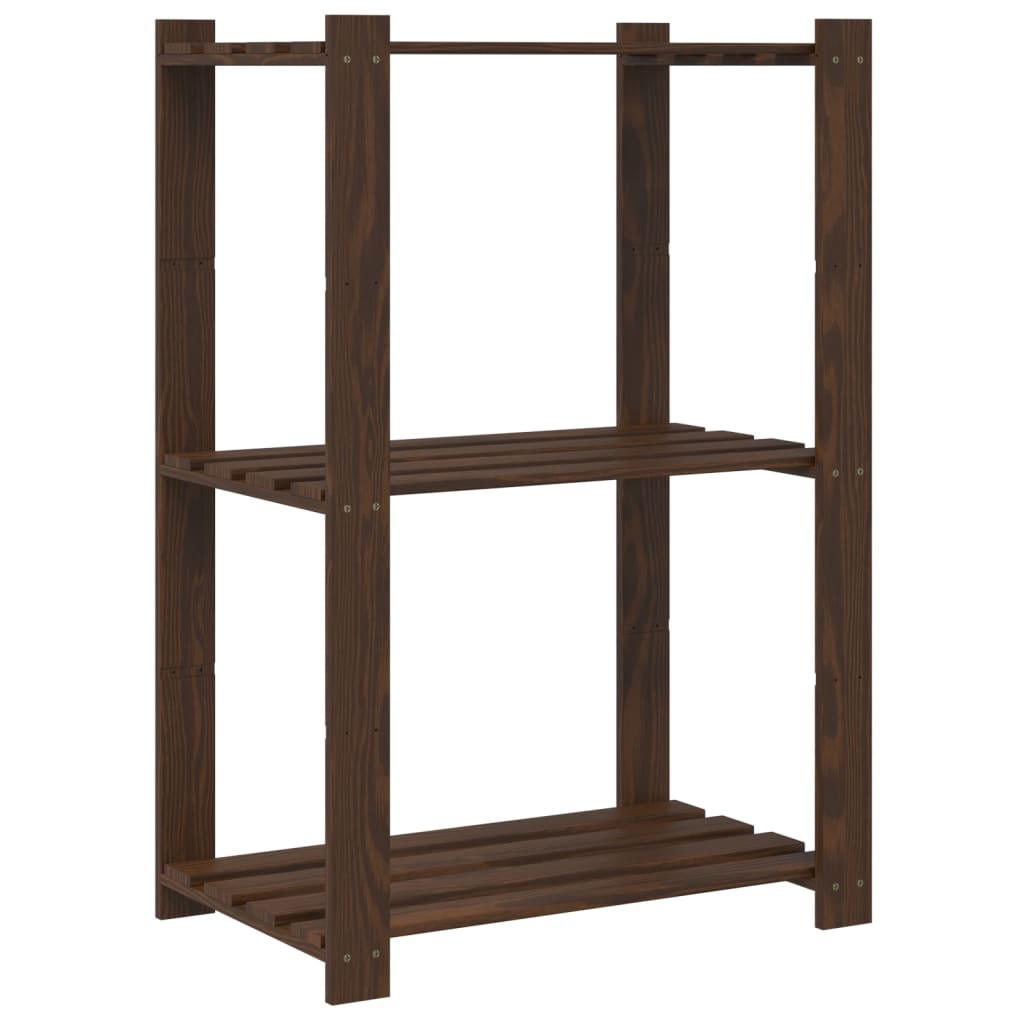 opbevaringsreol 3 hylder 60x38x90 cm massivt fyrretræ brun