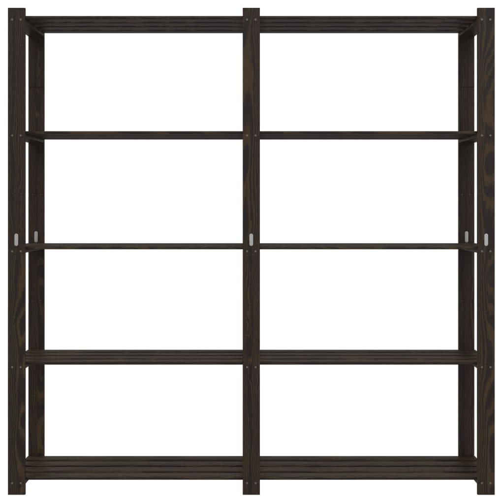 opbevaringsreol 5 hylder 170x38x170 cm massivt fyrretræ sort