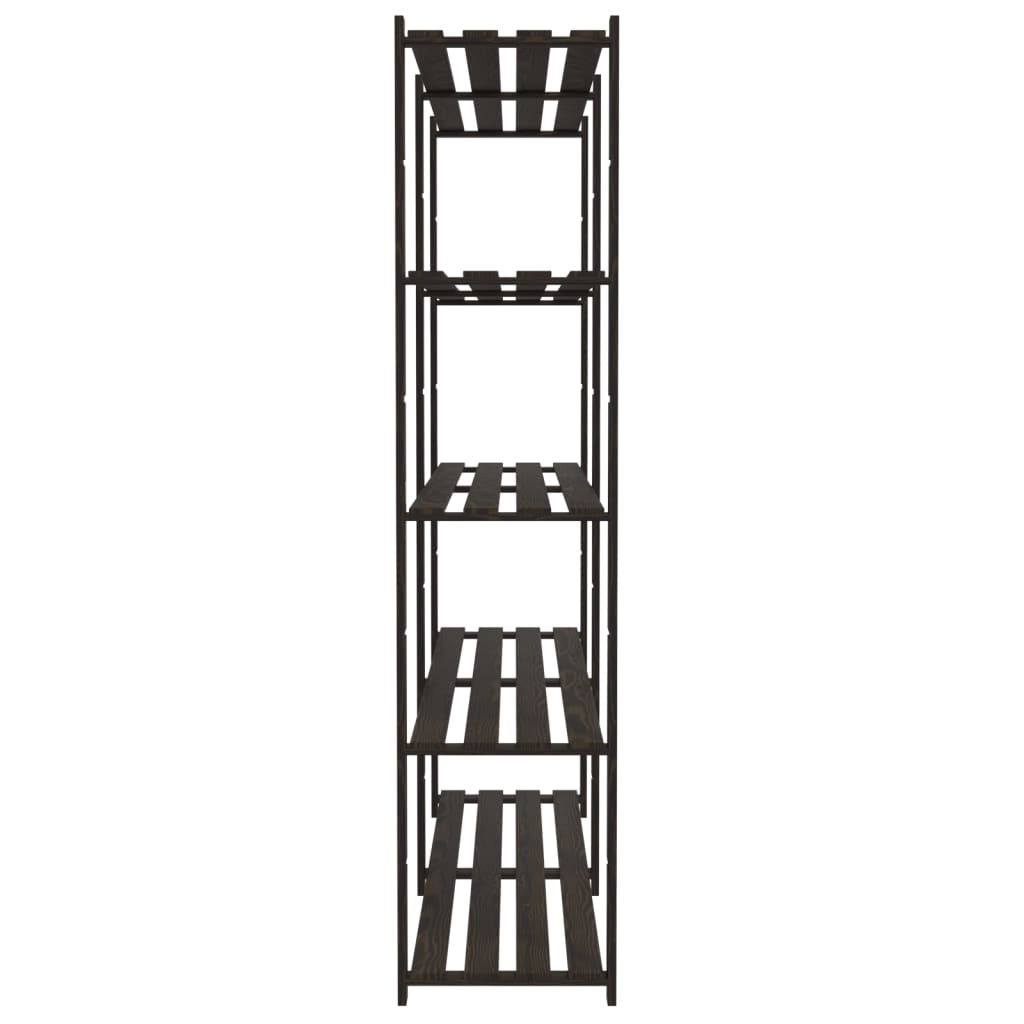 opbevaringsreol 5 hylder 170x38x170 cm massivt fyrretræ sort