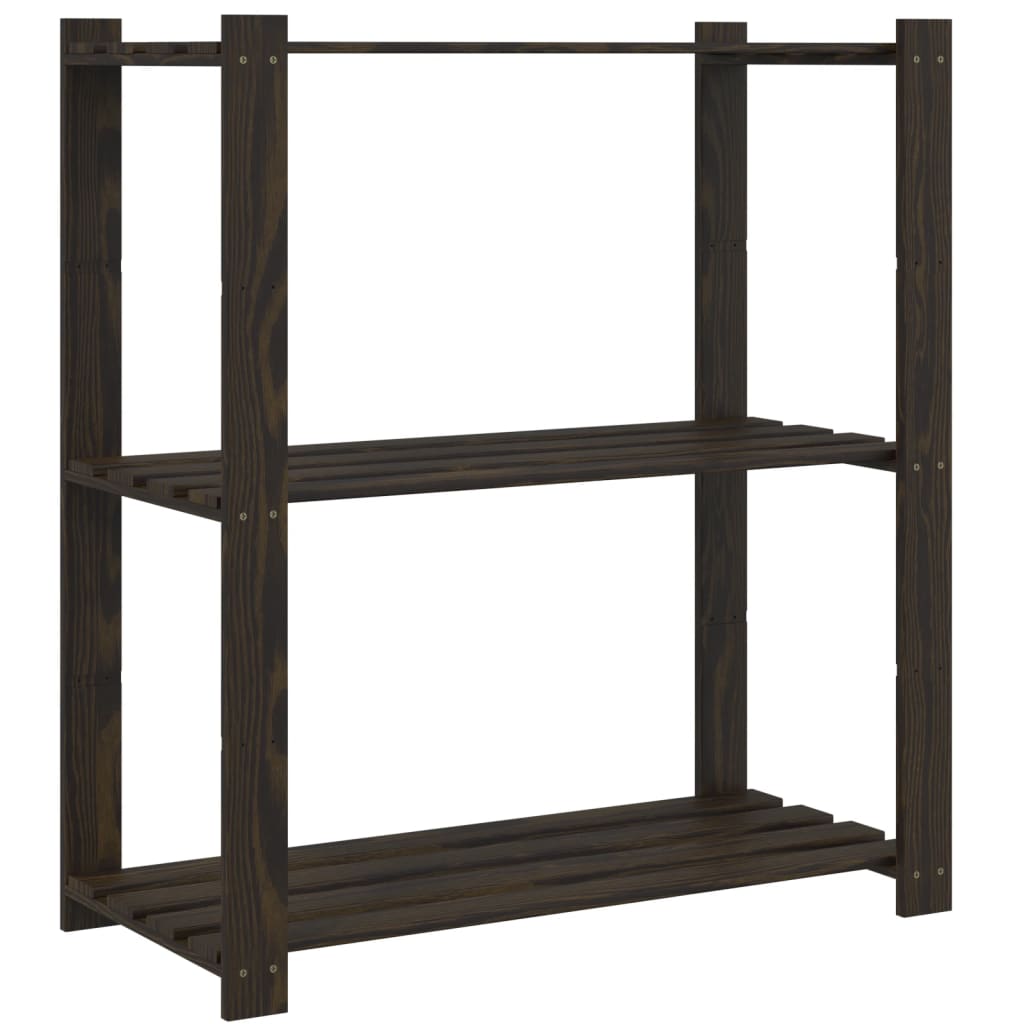 opbevaringsreol 3 hylder 80x38x90 cm massivt fyrretræ sort