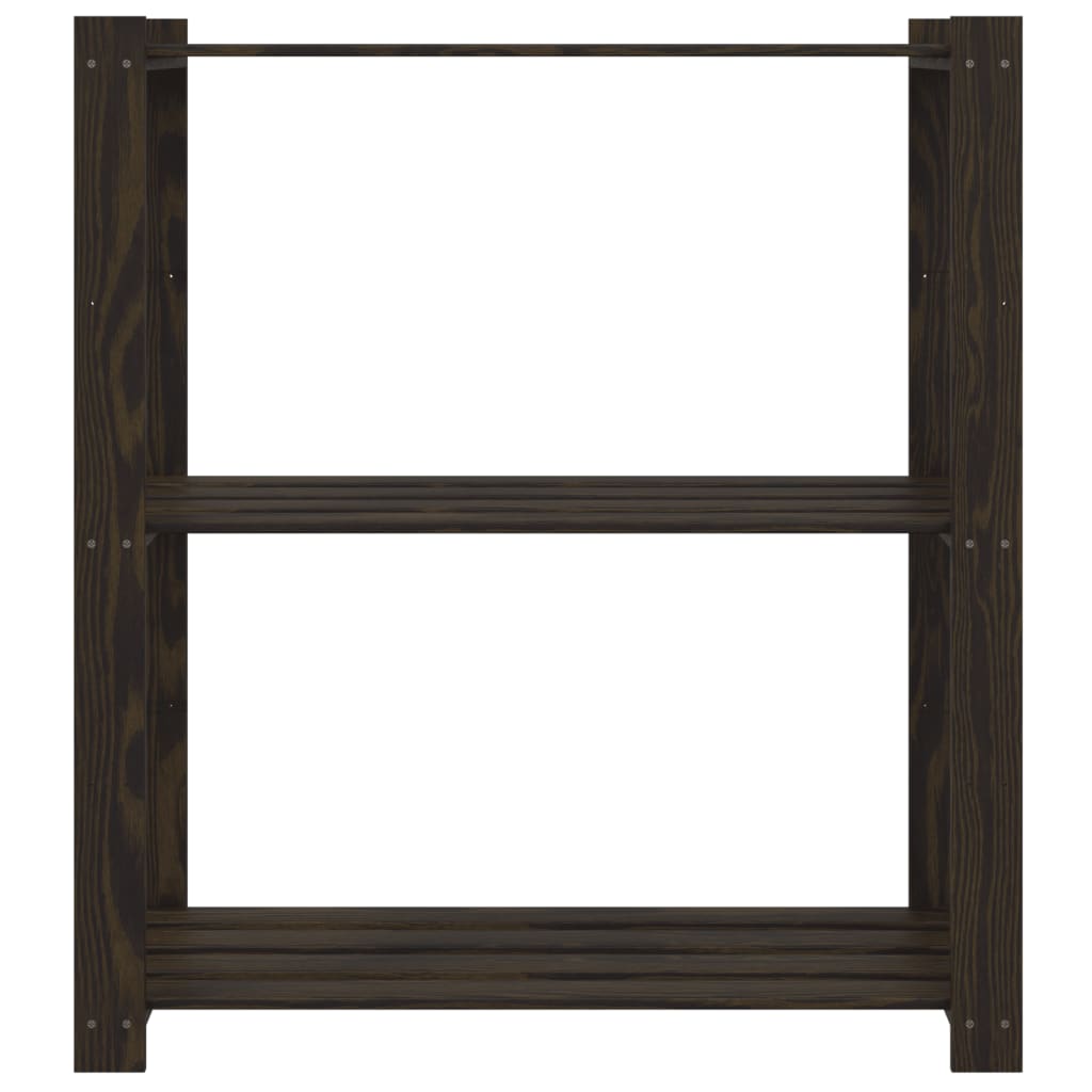opbevaringsreol 3 hylder 80x38x90 cm massivt fyrretræ sort