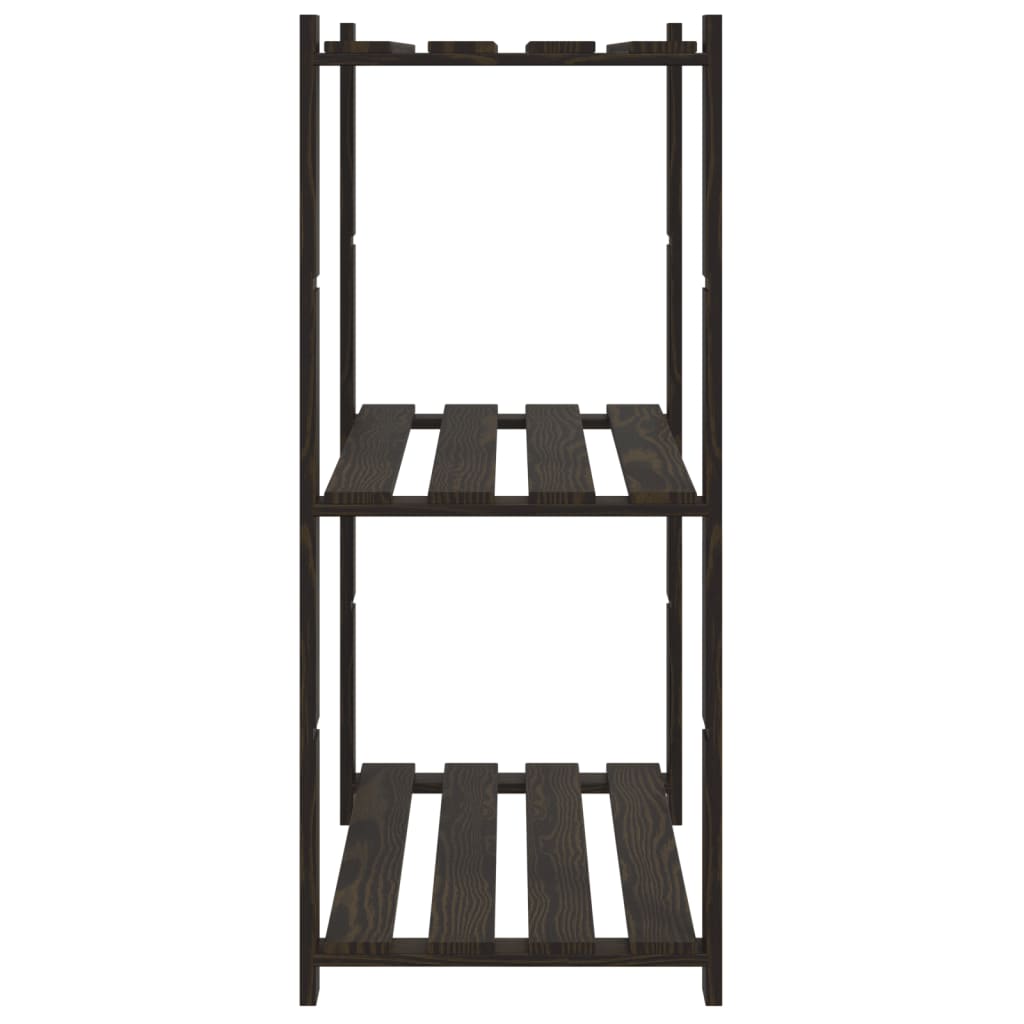 opbevaringsreol 3 hylder 80x38x90 cm massivt fyrretræ sort