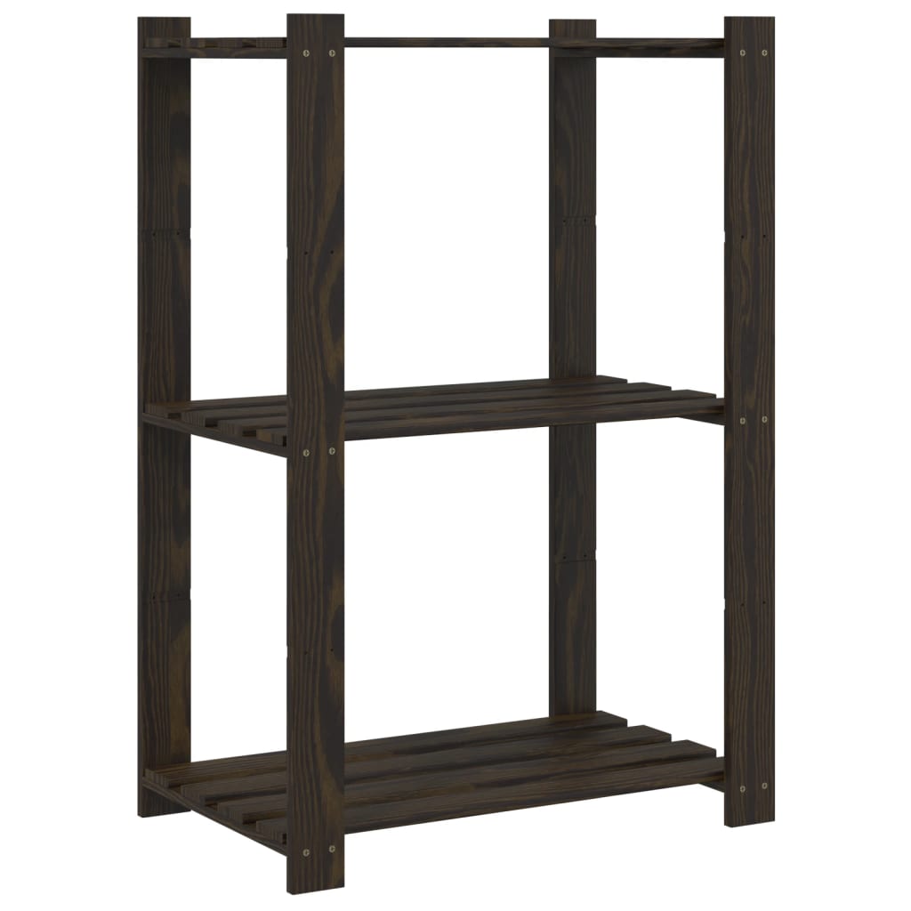 opbevaringsreol 3 hylder 60x38x90 cm massivt fyrretræ sort