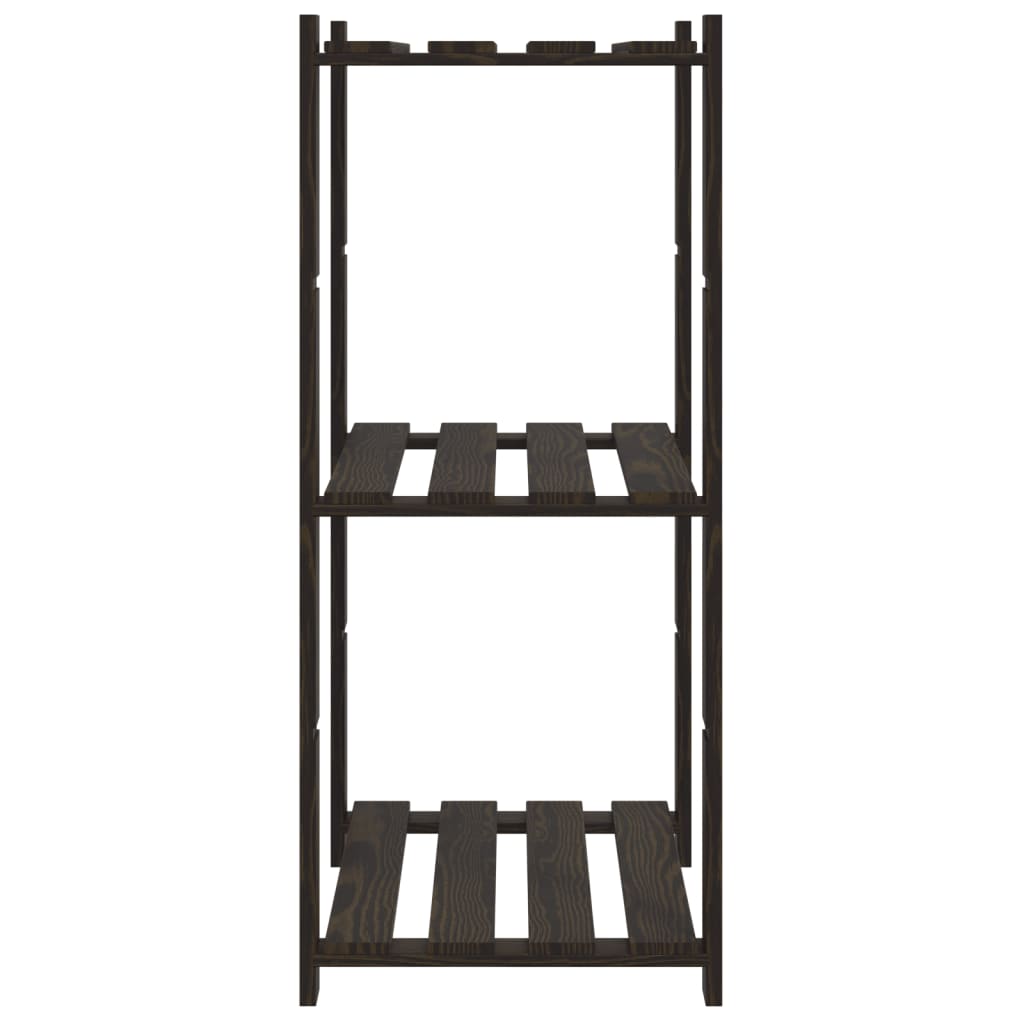 opbevaringsreol 3 hylder 60x38x90 cm massivt fyrretræ sort