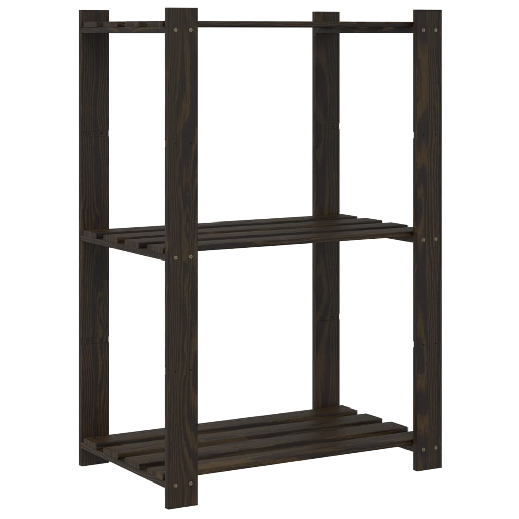 opbevaringsreol 3 hylder 60x38x90 cm massivt fyrretræ sort