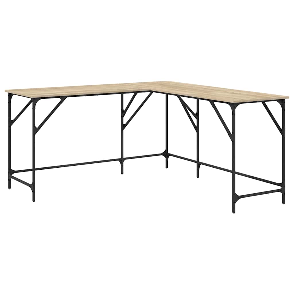 skrivebord 149x149x75 cm konstrueret træ sonoma-eg