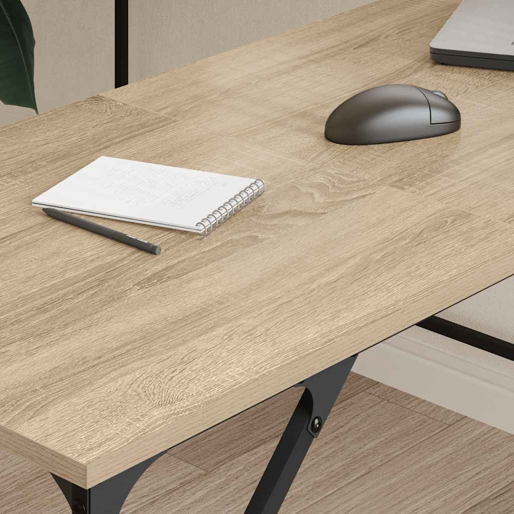 skrivebord 149x149x75 cm konstrueret træ sonoma-eg