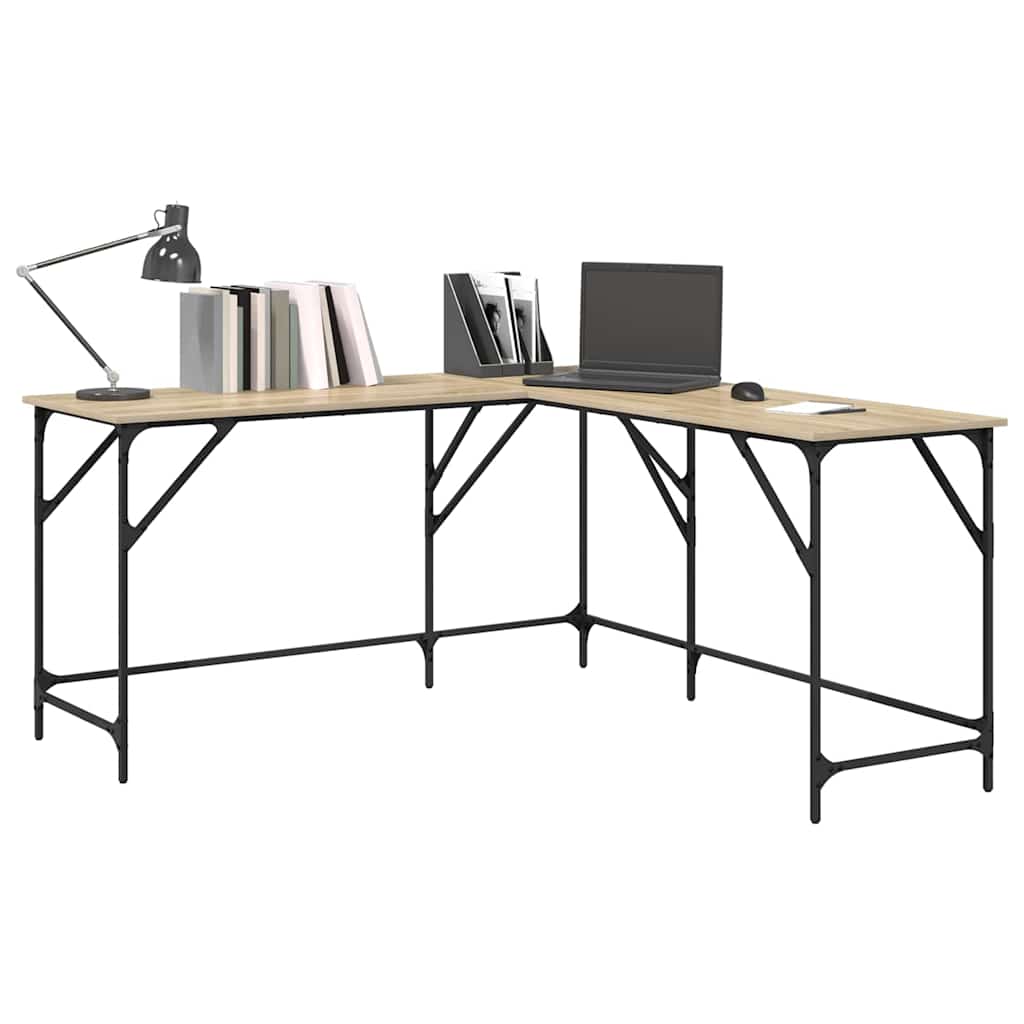 skrivebord 149x149x75 cm konstrueret træ sonoma-eg