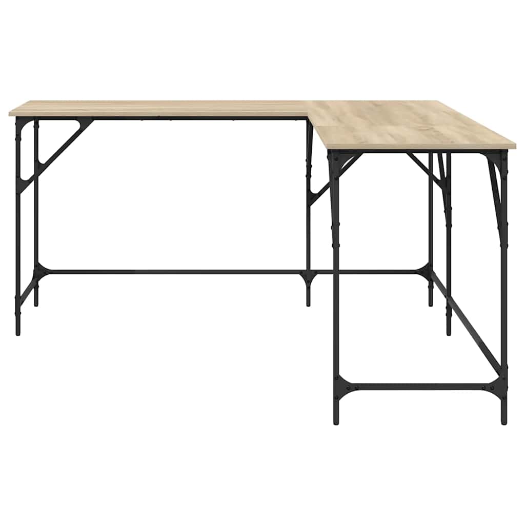 skrivebord 149x149x75 cm konstrueret træ sonoma-eg