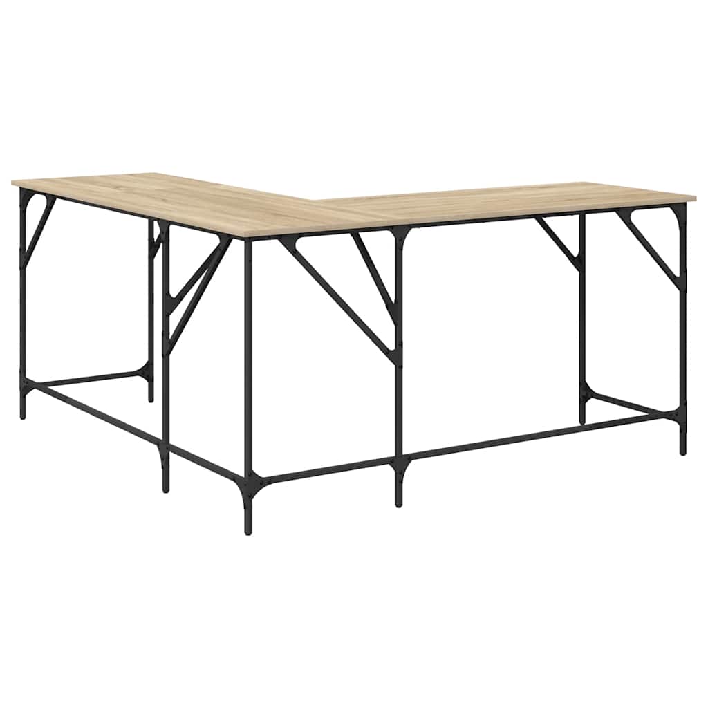 skrivebord 149x149x75 cm konstrueret træ sonoma-eg