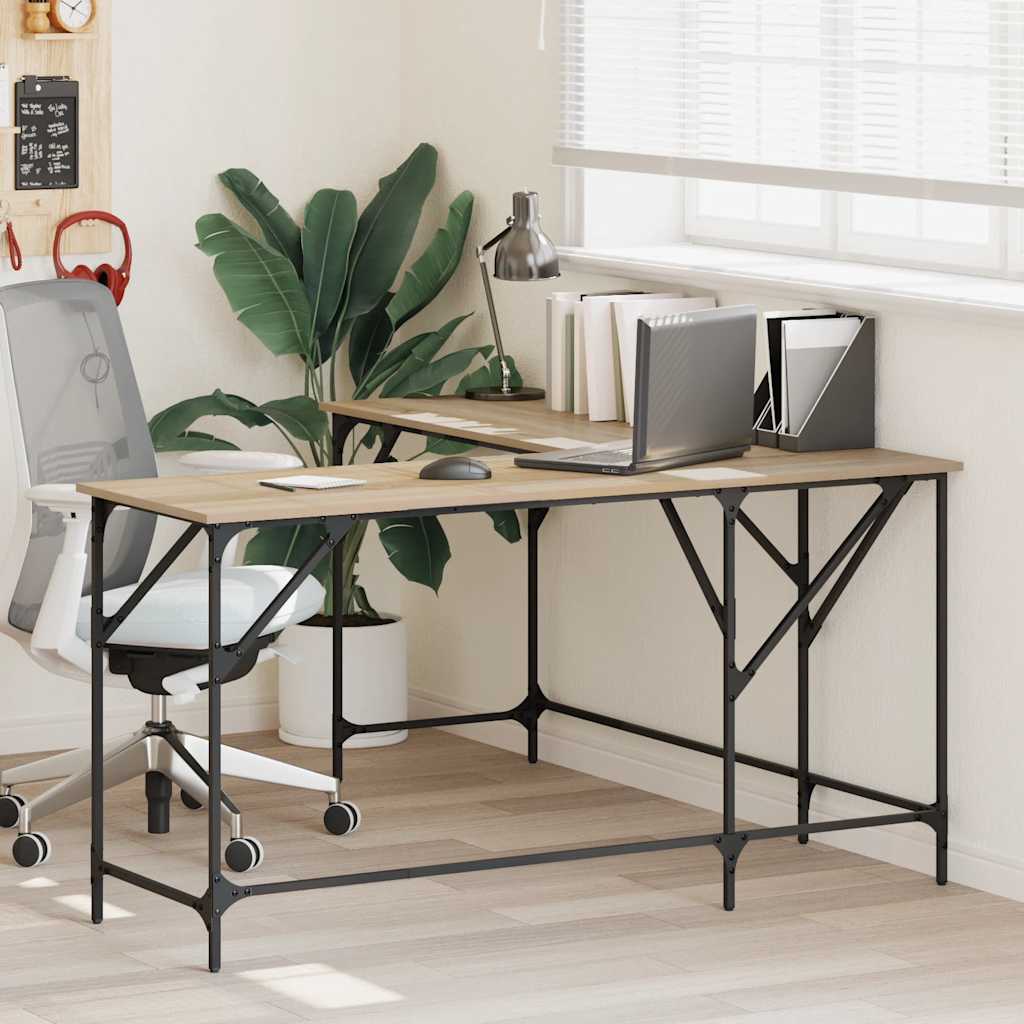skrivebord 149x149x75 cm konstrueret træ sonoma-eg