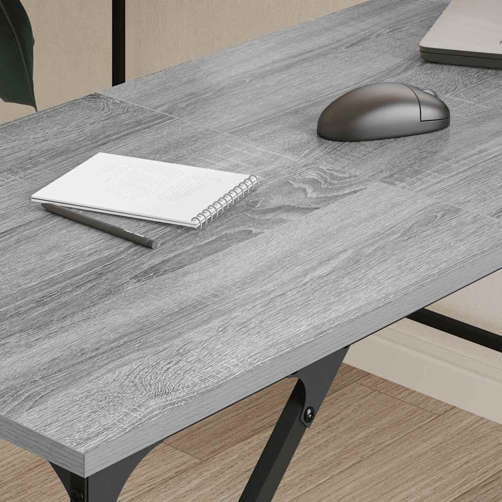 skrivebord 149x149x75 cm konstrueret træ grå sonoma-eg