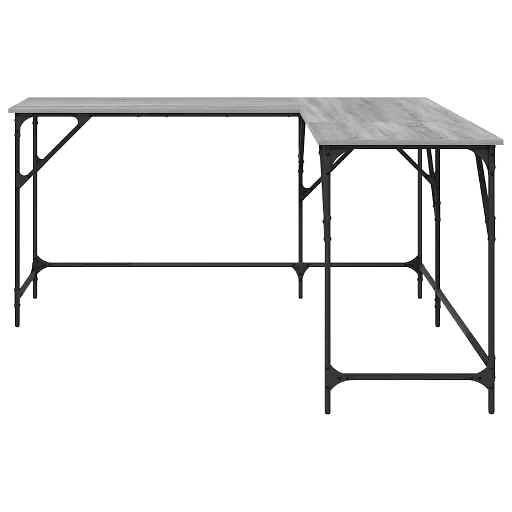 skrivebord 149x149x75 cm konstrueret træ grå sonoma-eg