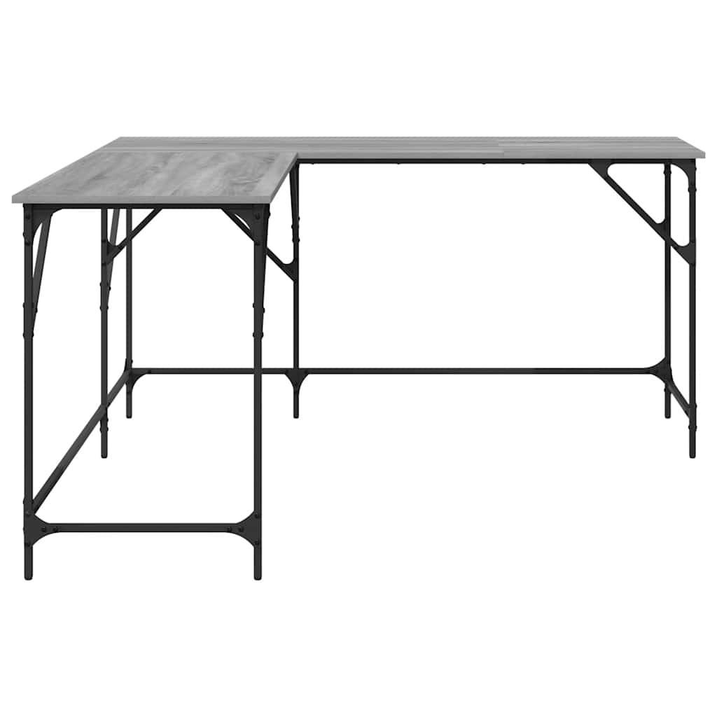 skrivebord 149x149x75 cm konstrueret træ grå sonoma-eg