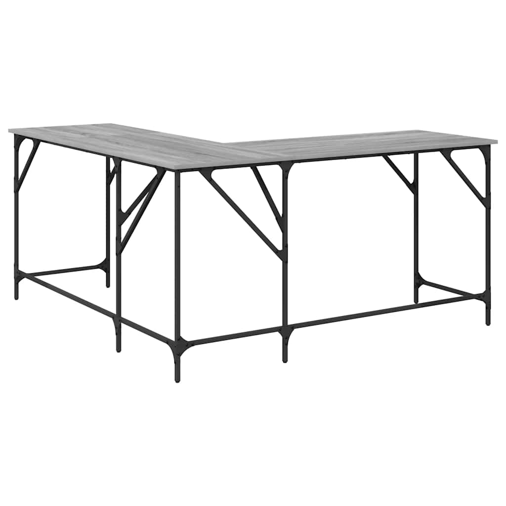 skrivebord 149x149x75 cm konstrueret træ grå sonoma-eg