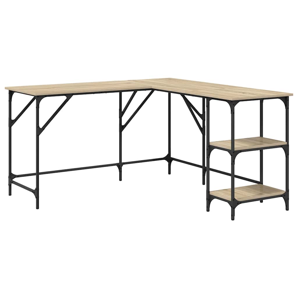 skrivebord 139x139x75 cm konstrueret træ sonoma-eg