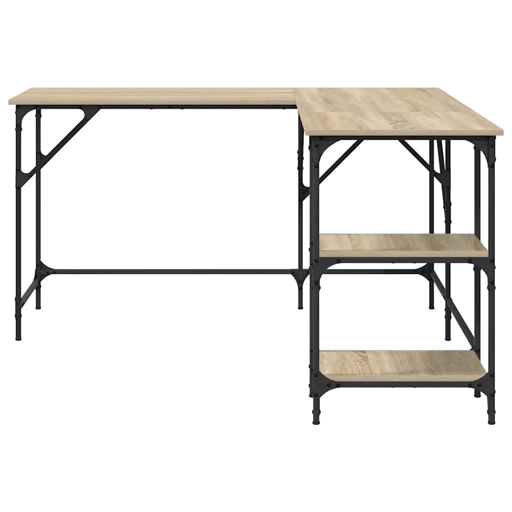 skrivebord 139x139x75 cm konstrueret træ sonoma-eg