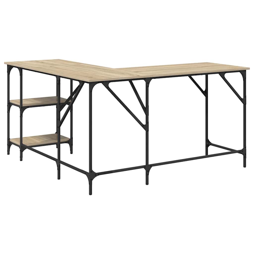 skrivebord 139x139x75 cm konstrueret træ sonoma-eg