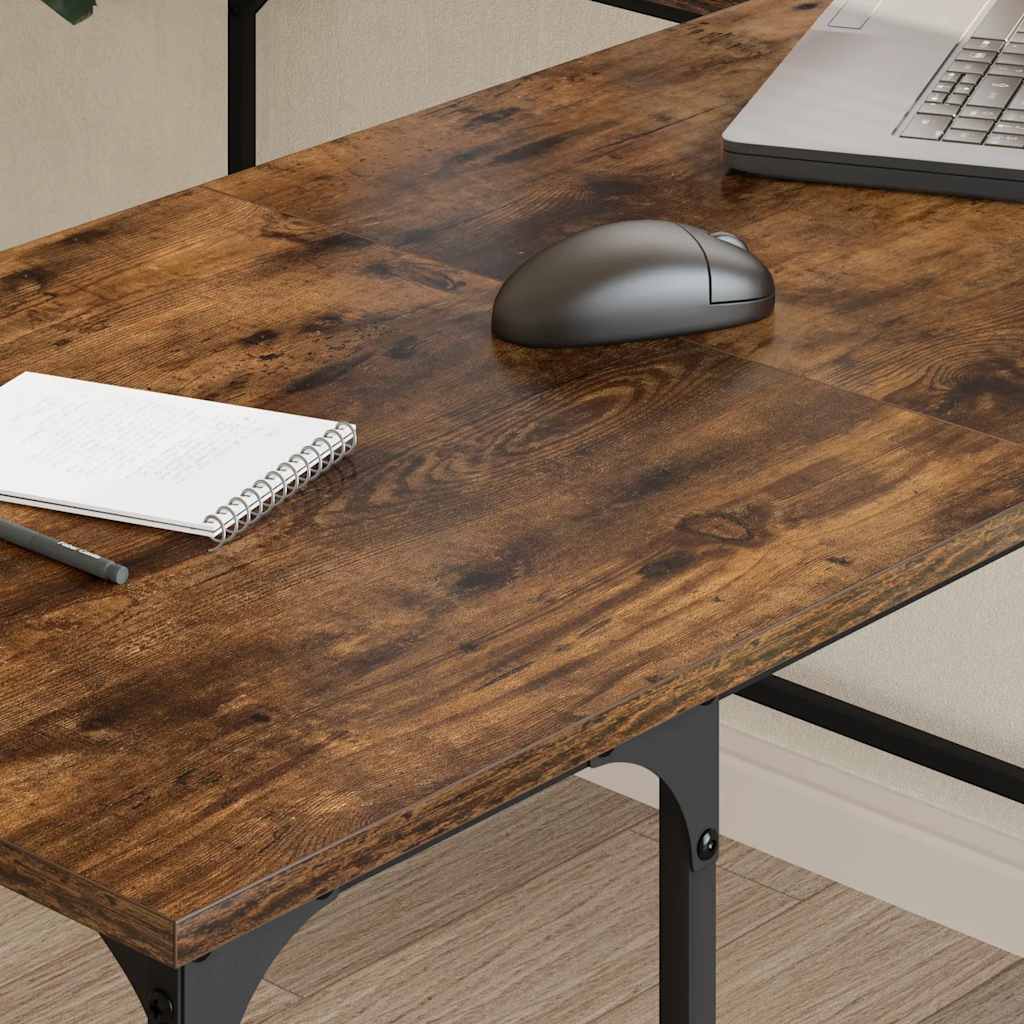 skrivebord 139x139x75 cm konstrueret træ røget egetræsfarve
