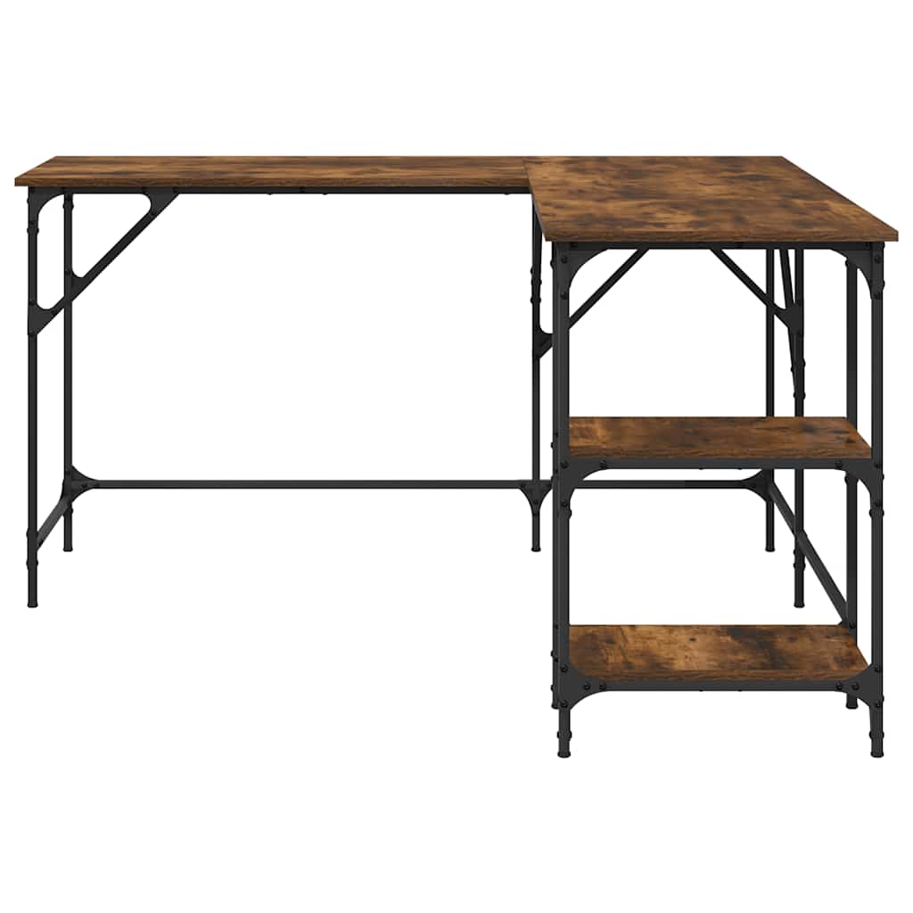 skrivebord 139x139x75 cm konstrueret træ røget egetræsfarve