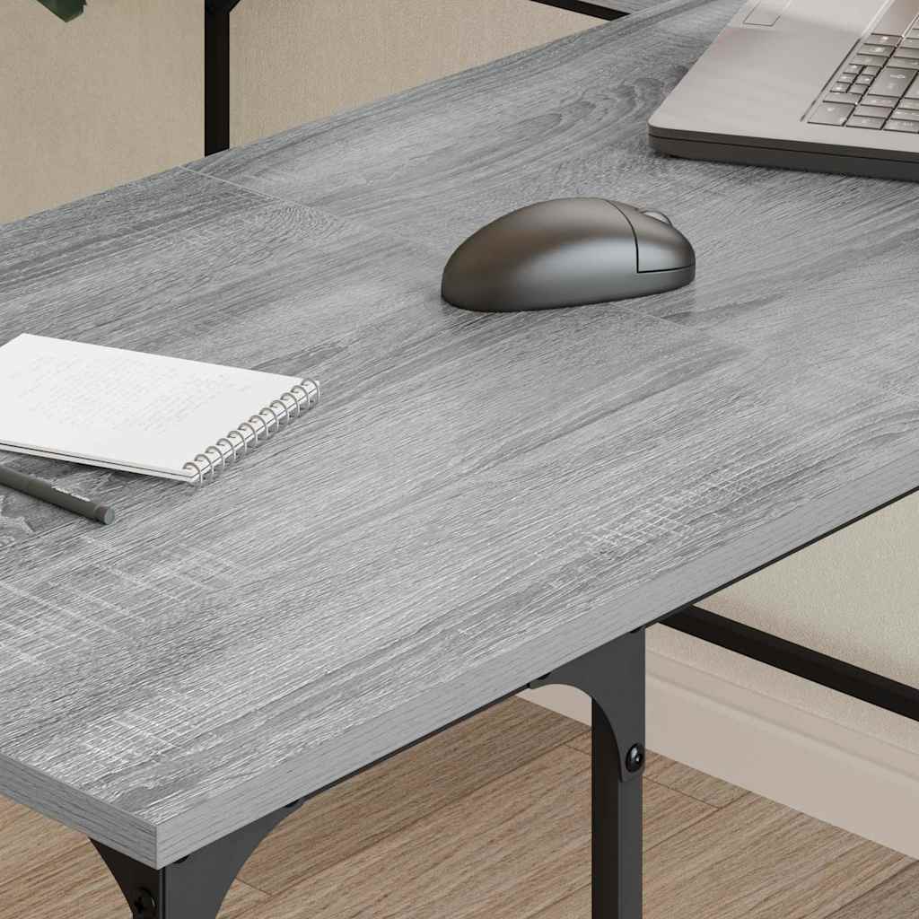 skrivebord 139x139x75 cm konstrueret træ grå sonoma-eg