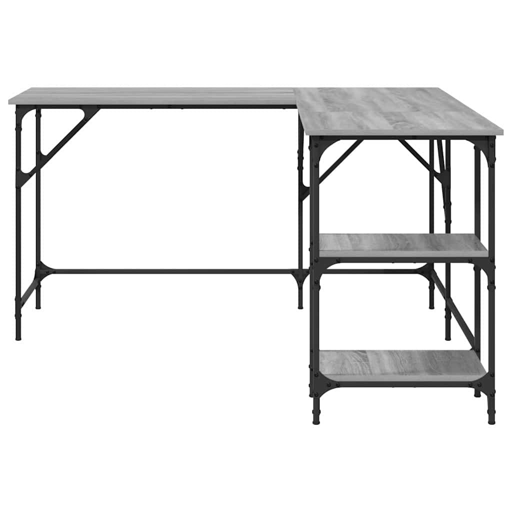 skrivebord 139x139x75 cm konstrueret træ grå sonoma-eg