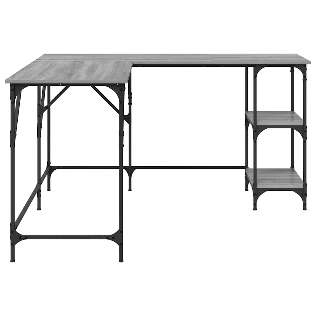 skrivebord 139x139x75 cm konstrueret træ grå sonoma-eg