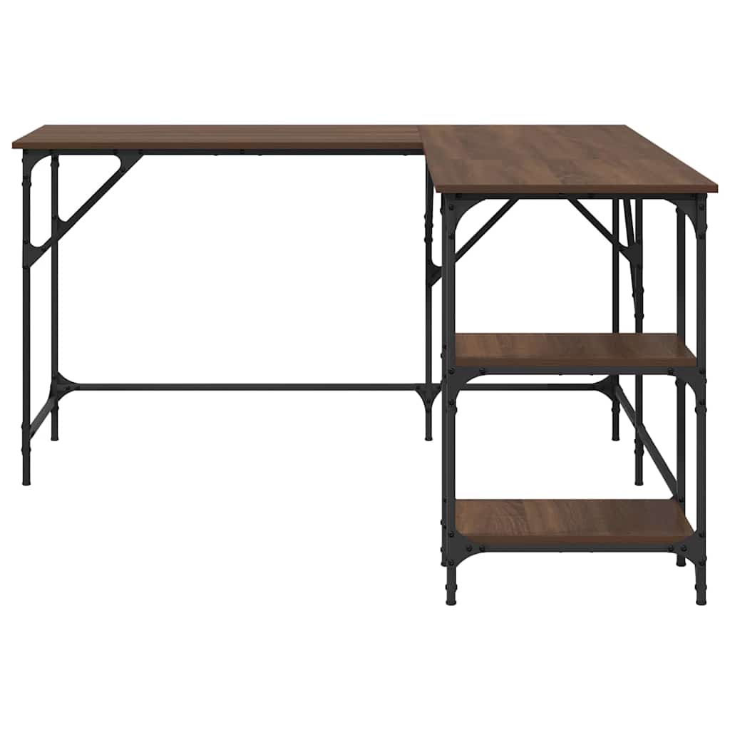 skrivebord 139x139x75 cm konstrueret træ brun egetræsfarve
