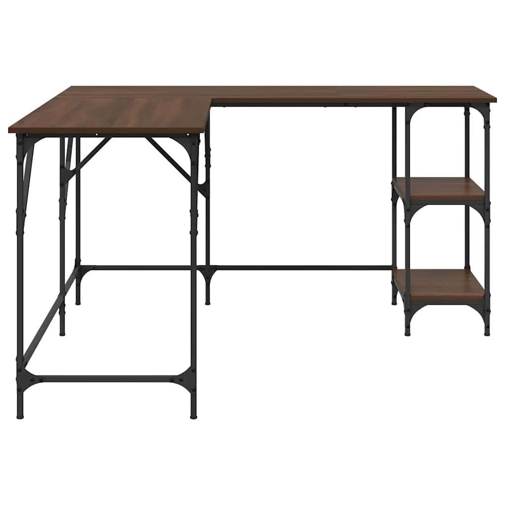 skrivebord 139x139x75 cm konstrueret træ brun egetræsfarve