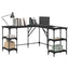 skrivebord 139x139x75 cm konstrueret træ sort