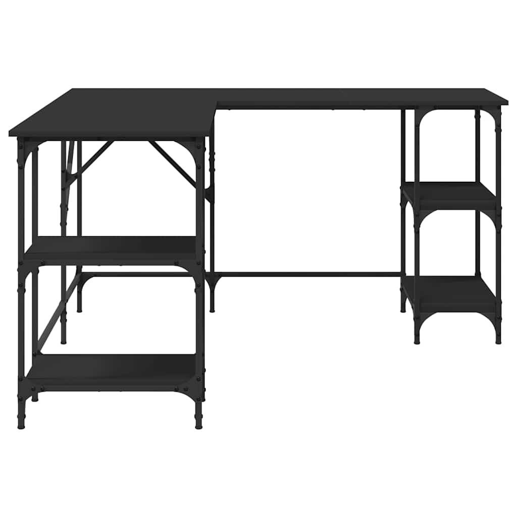 skrivebord 139x139x75 cm konstrueret træ sort