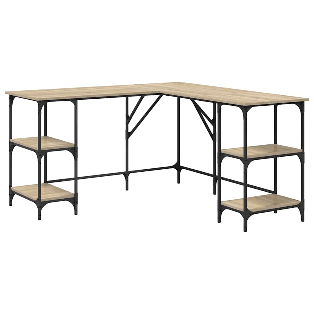 skrivebord 139x139x75 cm konstrueret træ sonoma-eg