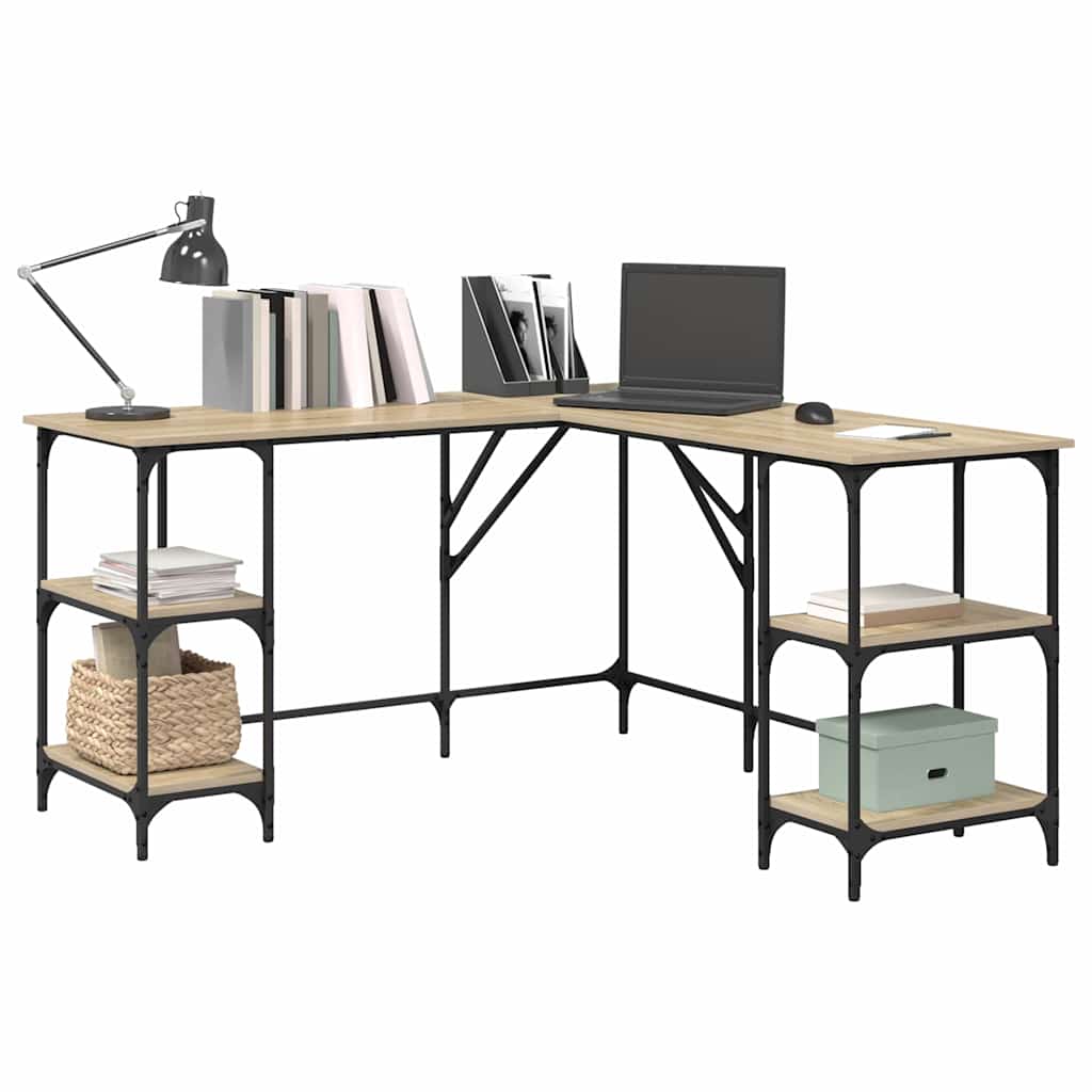 skrivebord 139x139x75 cm konstrueret træ sonoma-eg