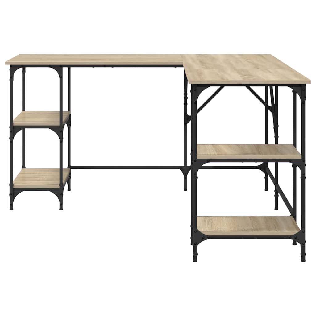 skrivebord 139x139x75 cm konstrueret træ sonoma-eg