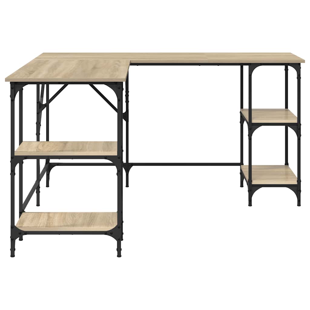 skrivebord 139x139x75 cm konstrueret træ sonoma-eg