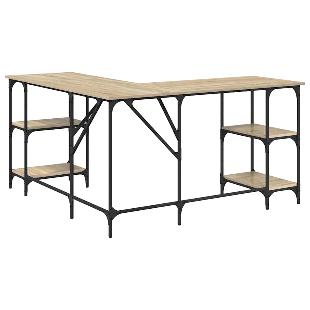 skrivebord 139x139x75 cm konstrueret træ sonoma-eg