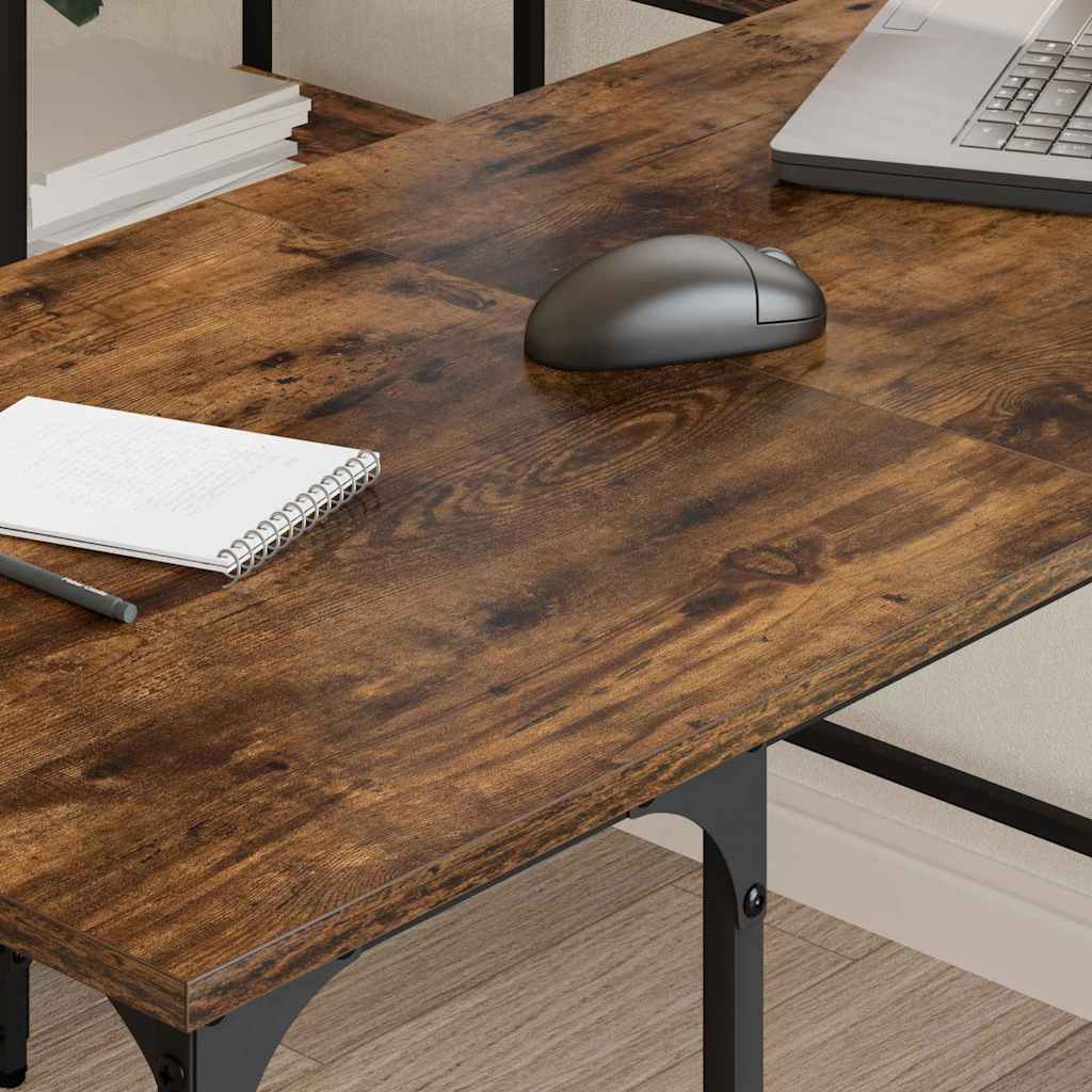 skrivebord 139x139x75 cm konstrueret træ røget egetræsfarve