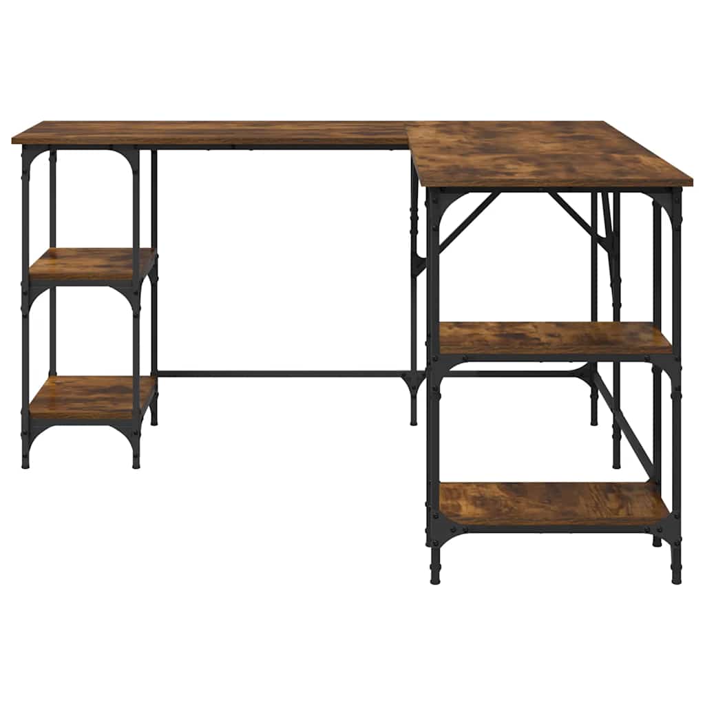 skrivebord 139x139x75 cm konstrueret træ røget egetræsfarve