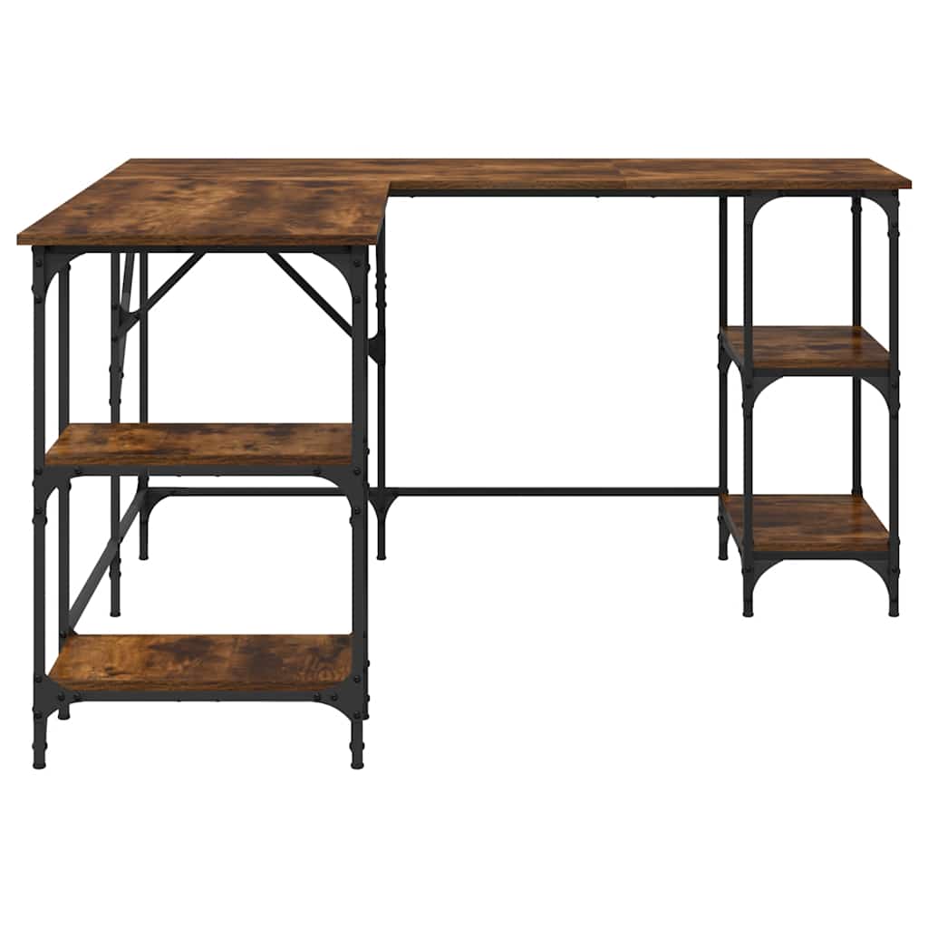 skrivebord 139x139x75 cm konstrueret træ røget egetræsfarve
