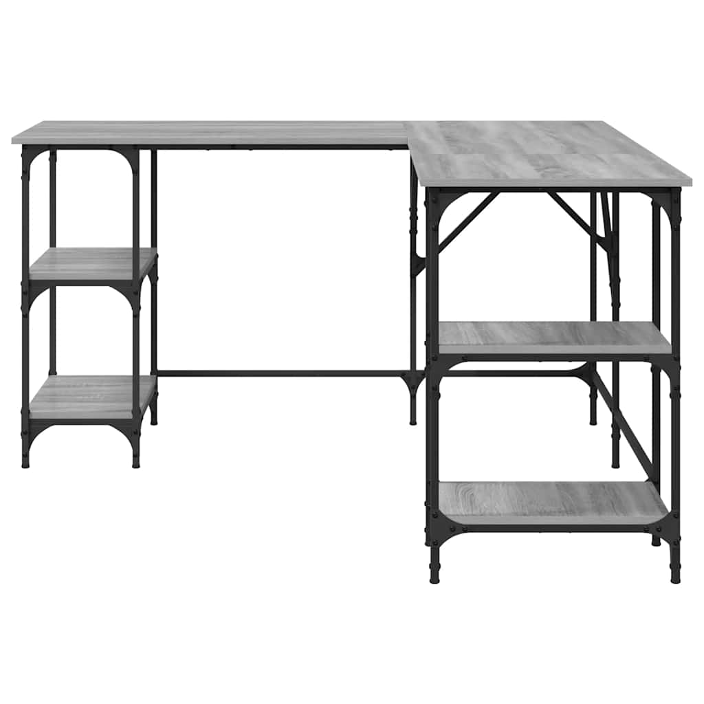 skrivebord 139x139x75 cm konstrueret træ grå sonoma-eg