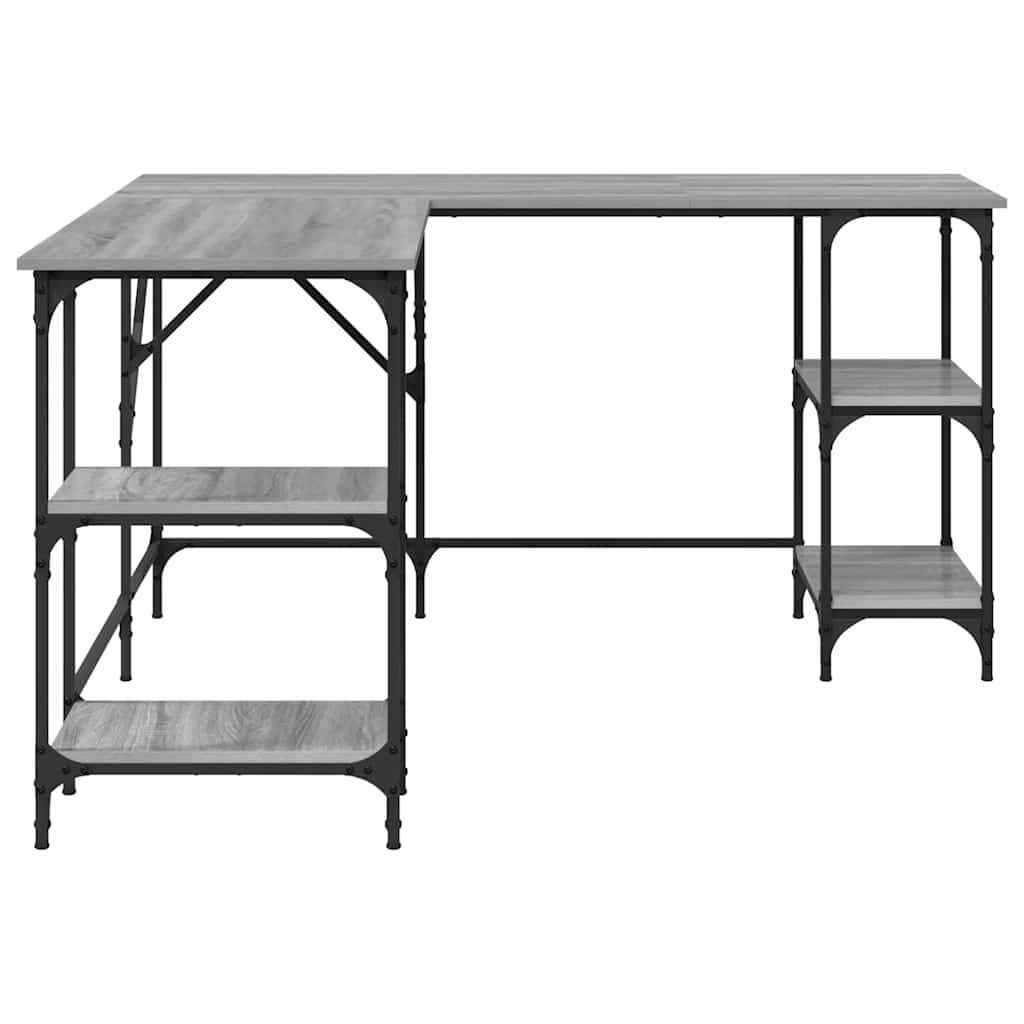 skrivebord 139x139x75 cm konstrueret træ grå sonoma-eg