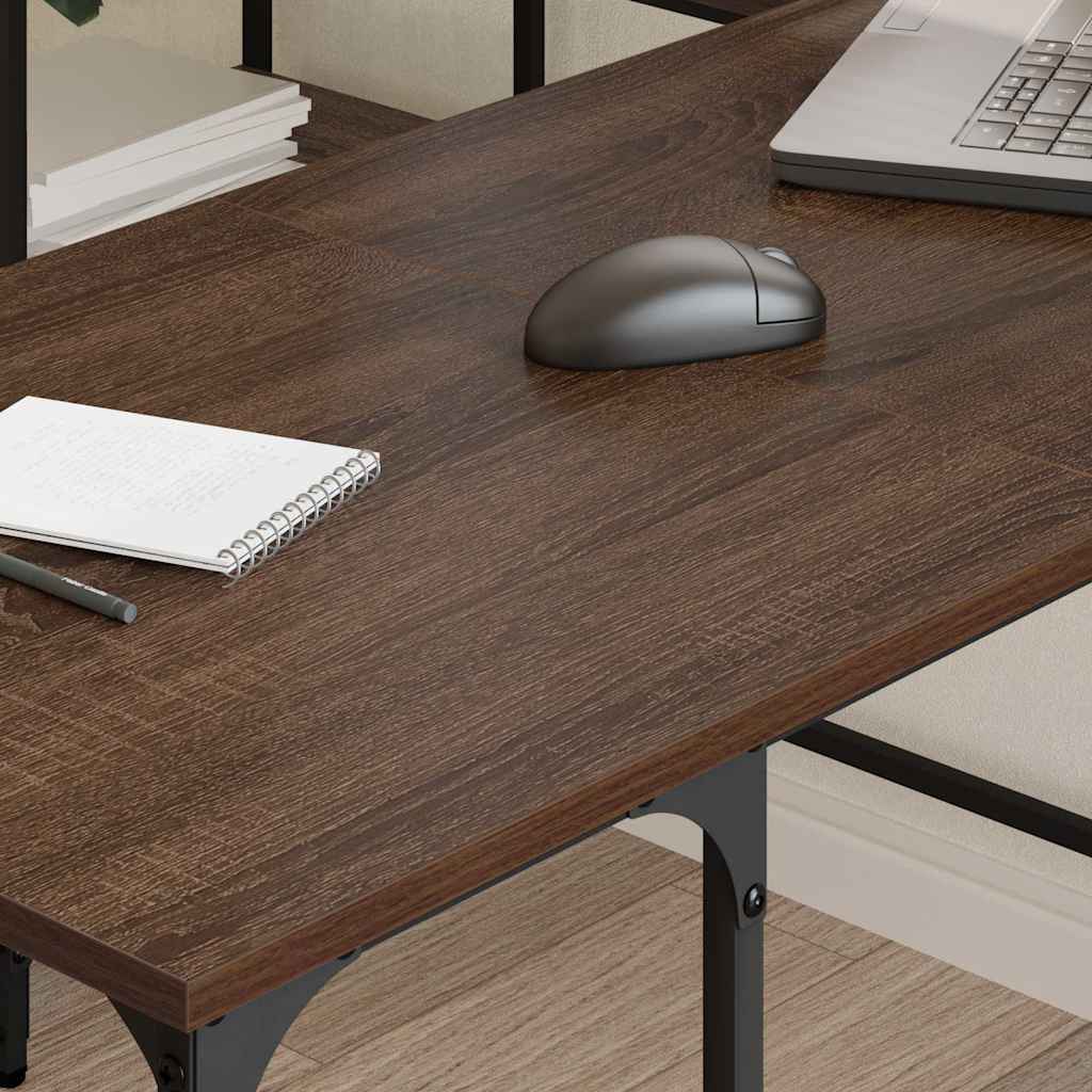 skrivebord 139x139x75 cm konstrueret træ brun egetræsfarve